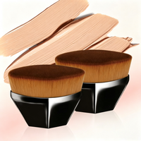 Hexagon Magic Foundation Brush - High-Density Flat Top, Flawless Finish & Non-Absorbent with Protective Case (Black)