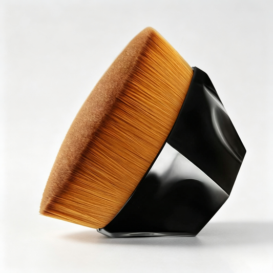 Hexagon Magic Foundation Brush - High-Density Flat Top, Flawless Finish & Non-Absorbent with Protective Case (Black)