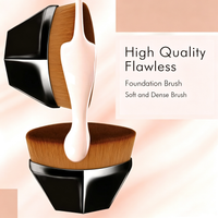Hexagon Magic Foundation Brush - High-Density Flat Top, Flawless Finish & Non-Absorbent with Protective Case (Black)