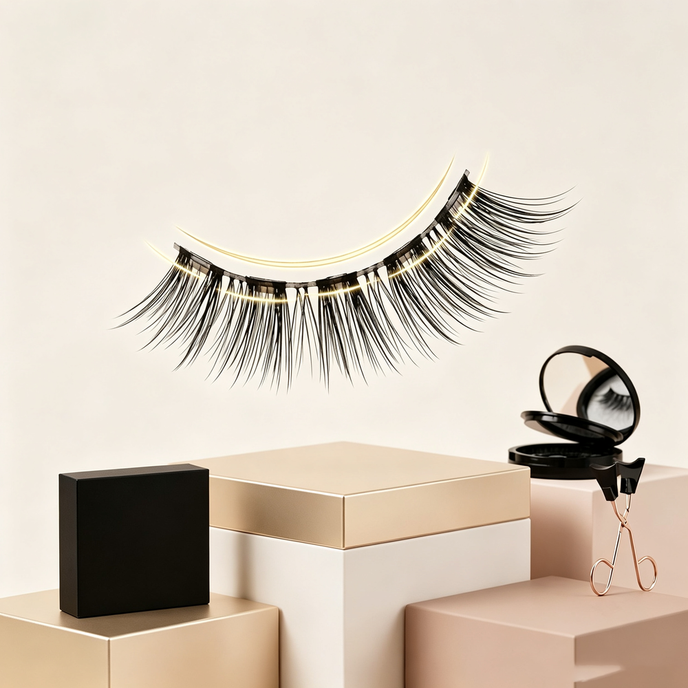 Nano Magnetic Lash Set - Glue-Free & Liner-Free, 5 Micro-Magnets for All-Day Hold, 3D Silk Fiber for Natural Volume, Includes Applicator Clip