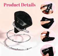 6-Pack Black Triangle Velvet Powder Puffs - Soft & Non-Absorbent, Precision Application for All Face Zones, Wet/Dry Use & Easy to Clean